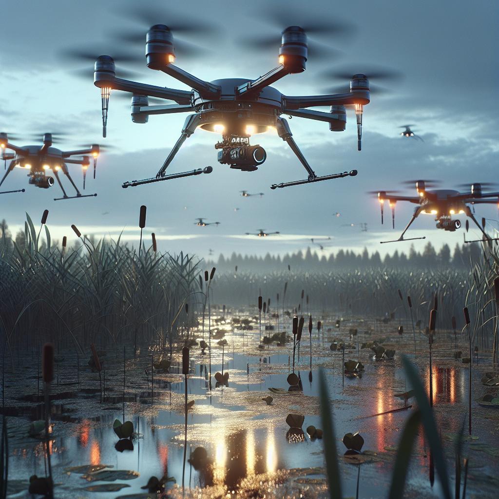 Drones Searching Marsh Area