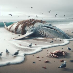 Whale carcass on beach