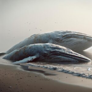 Beached whales with visible disease