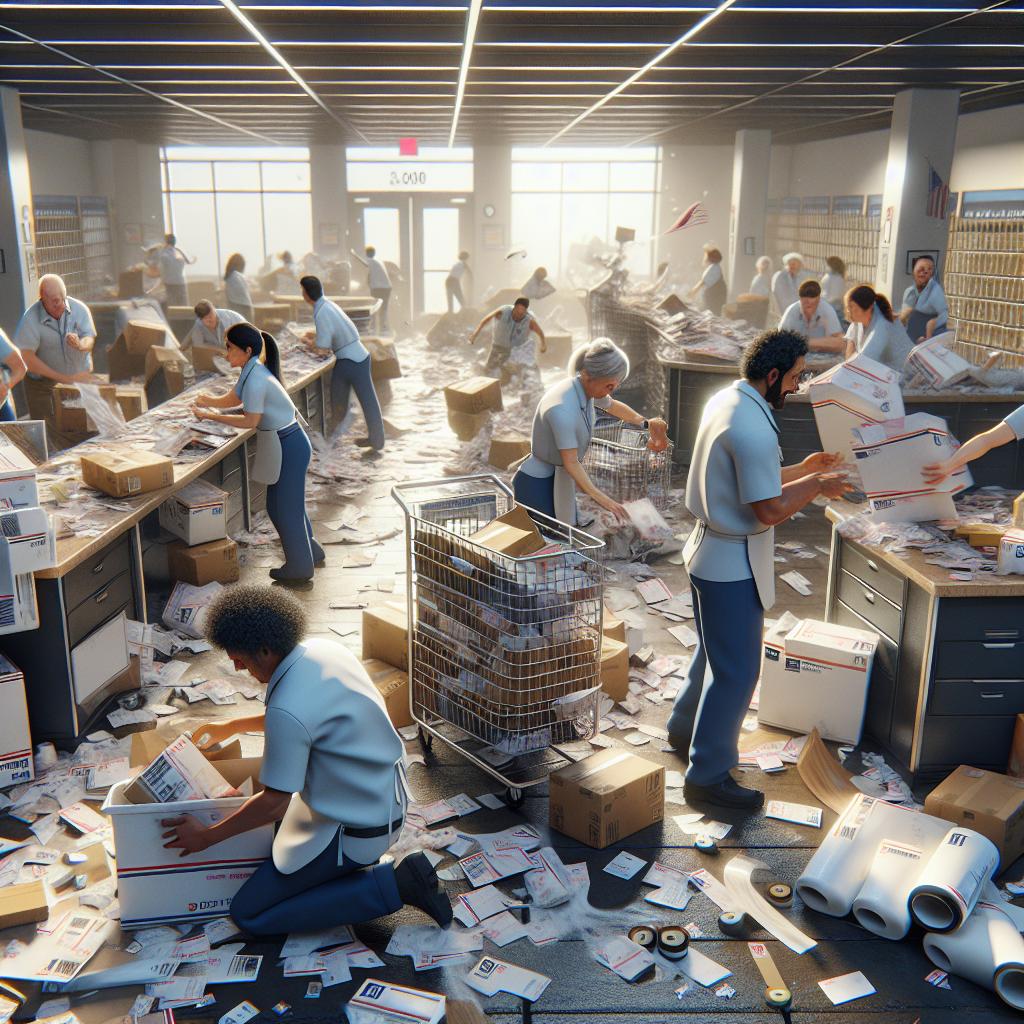 Chaotic Postal Facility Scene