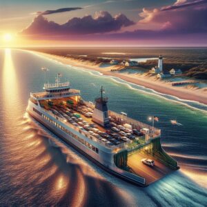 Ferry crossing North Carolina coastline