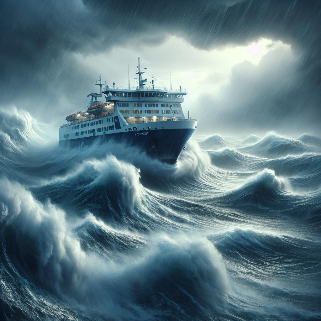 Ferry in stormy seas