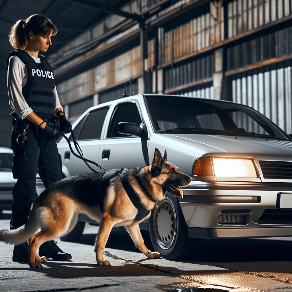 K9 Officer Sniffing Car