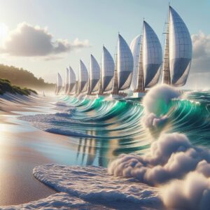 "Sailboats racing on Folly Beach"