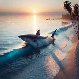 White Shark Nearing Coastline