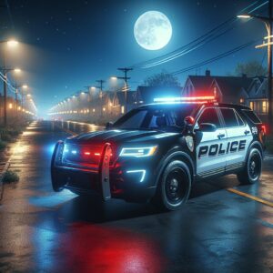 Police car during nighttime stop