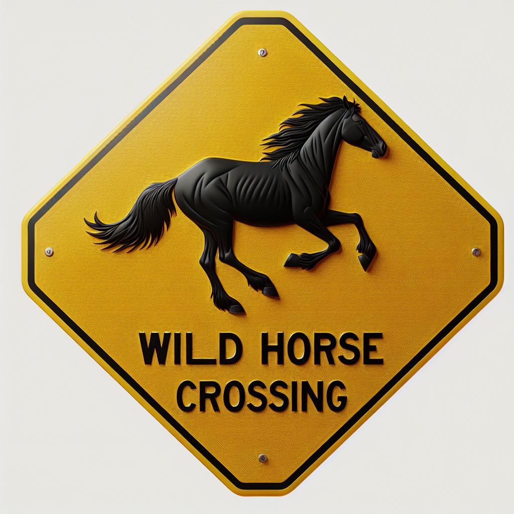 Wild horse crossing sign