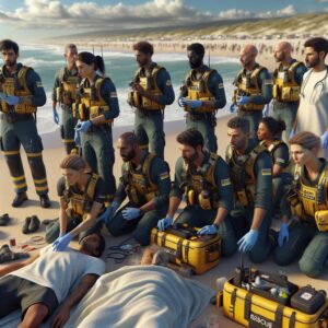 Emergency rescue team at beach