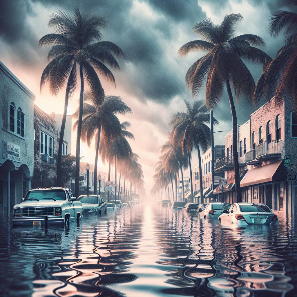 Florida street underwater storm