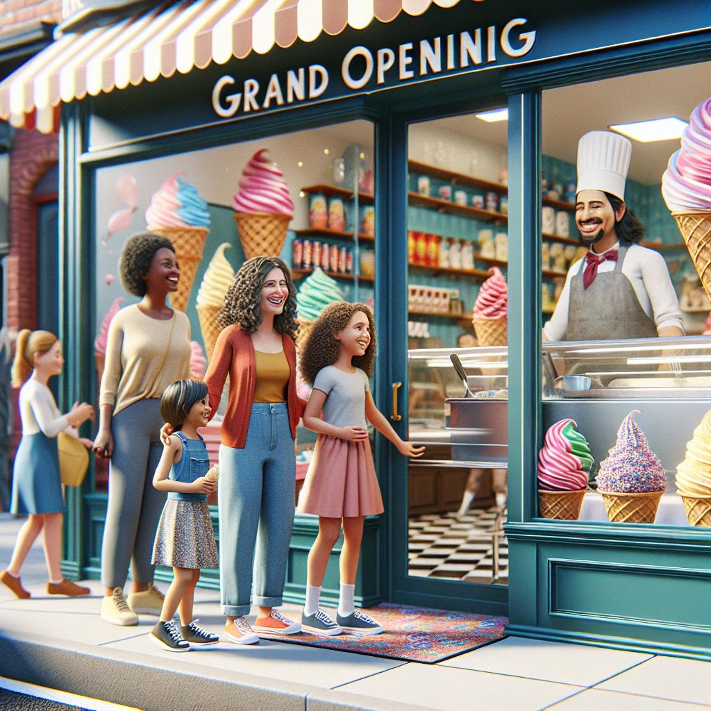 "Ice cream shop opening"