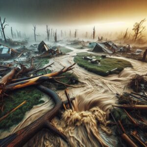 Tornado aftermath and flash flood