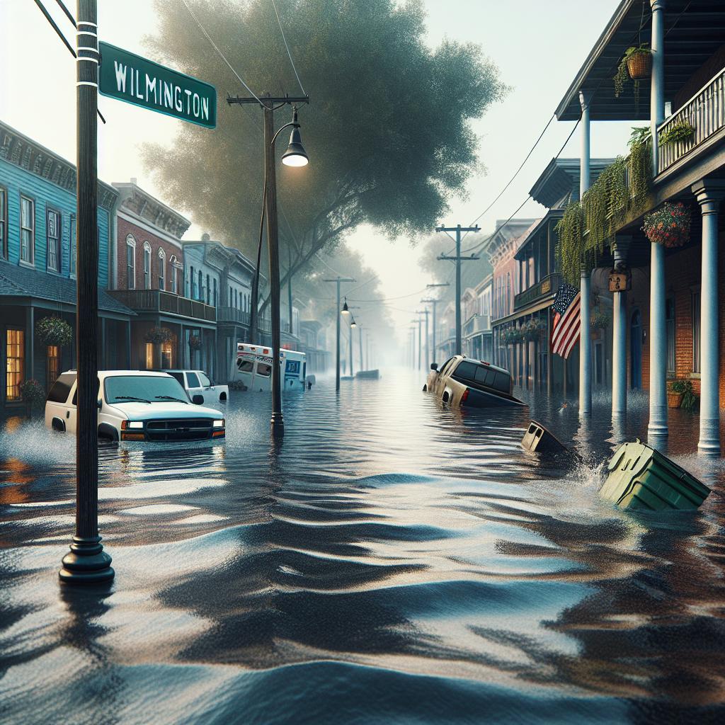 Wilmington street under floodwater