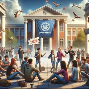 Campus controversy illustration concept