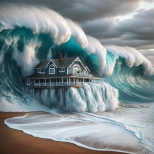 Beach house swallowed by ocean