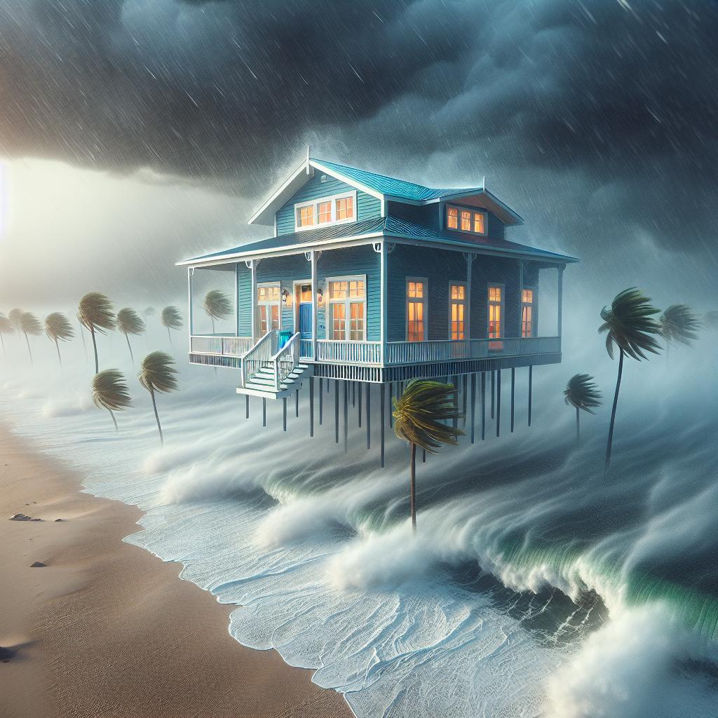 Beach House Floating in Hurricane