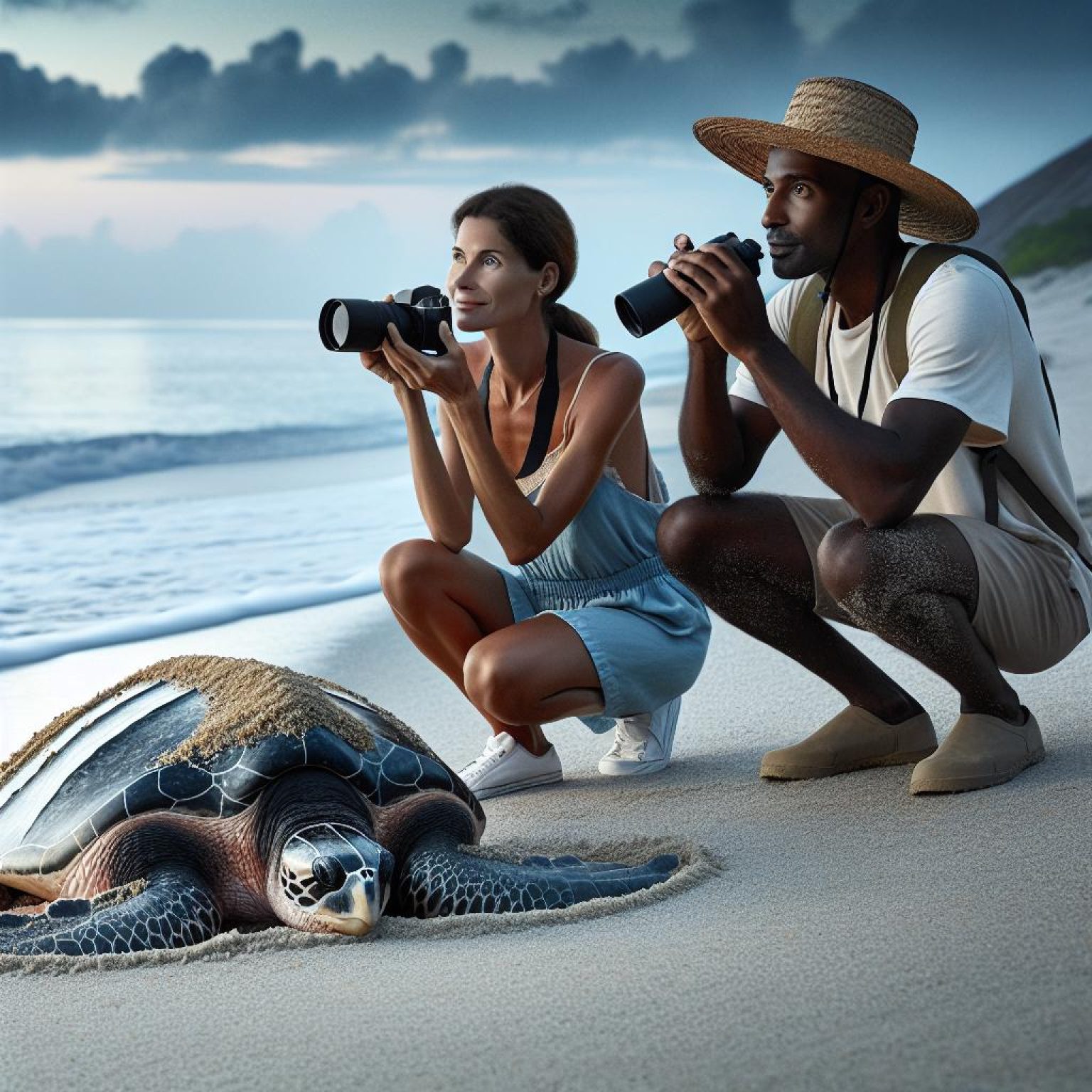 Leatherback turtle nesting