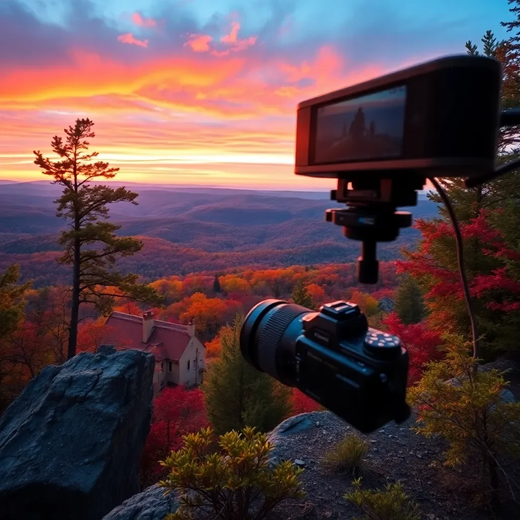 Cinematic camera capturing vibrant North Carolina landscapes.