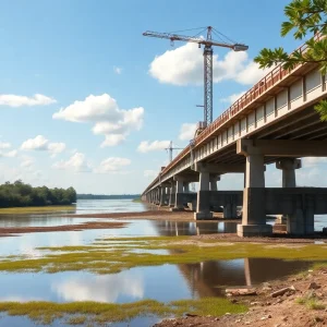 Construction site for the new Alligator River Bridge in North Carolina.