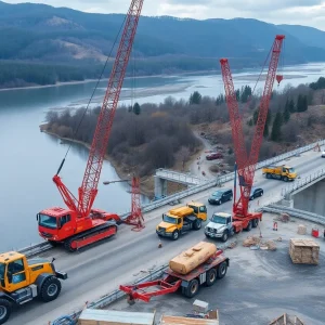 Construction of the new Alligator River Bridge