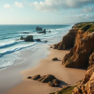 Untouched beach landscape highlighting the beauty of natural coastal areas.