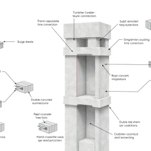 Illustration of double-tee shear connections in precast concrete construction