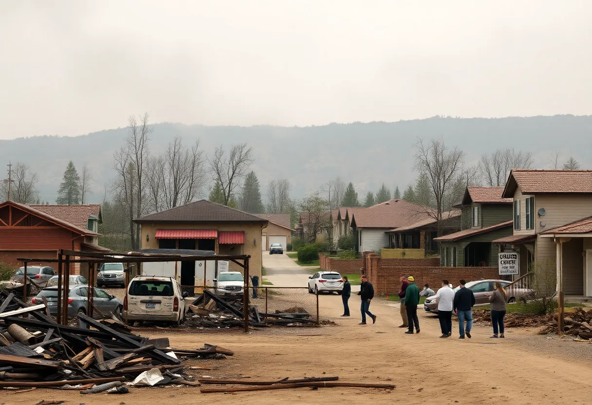 Damaged neighborhood post Eaton fire