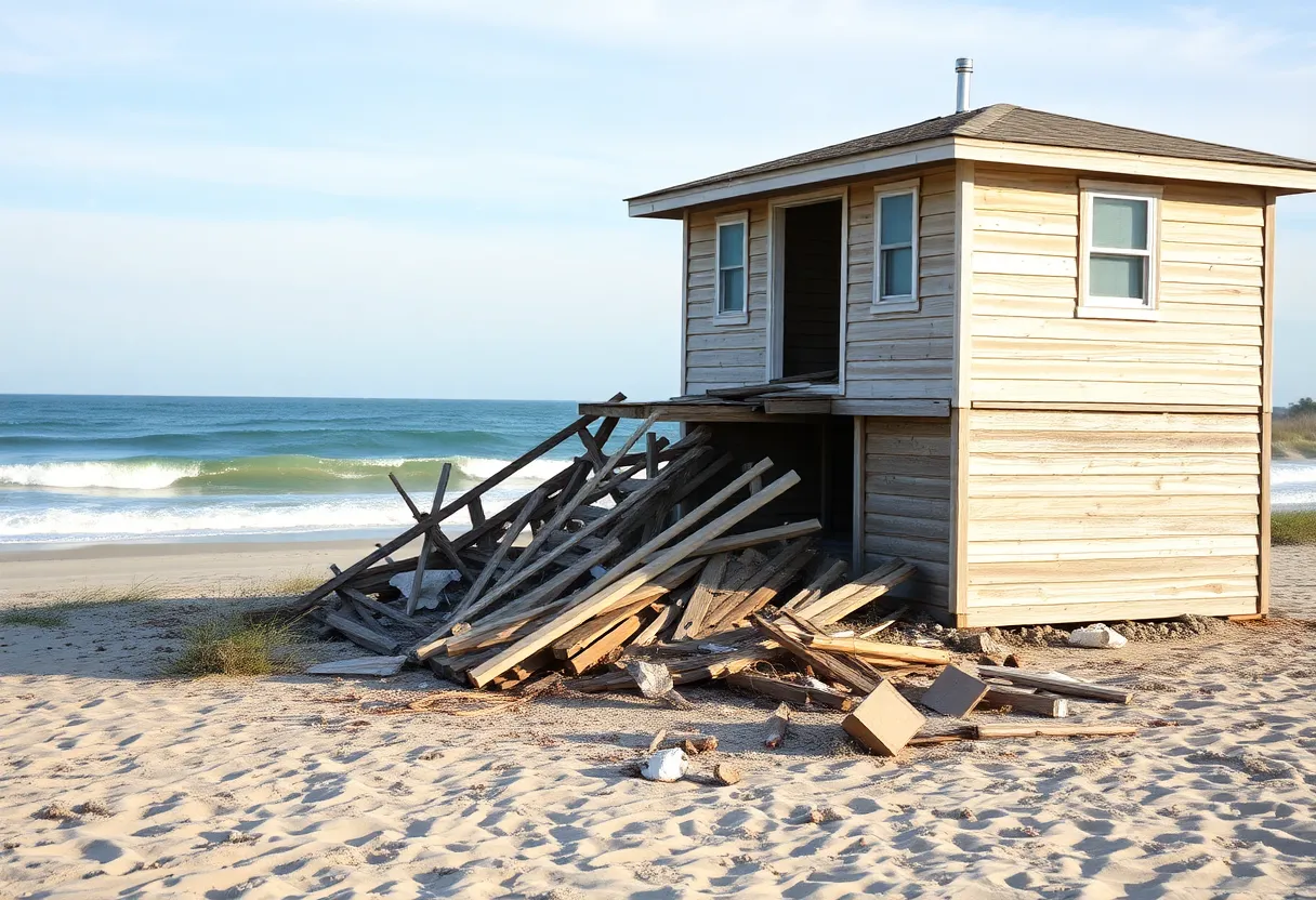 Debris from a collapsed beach house in Hatteras, NC.