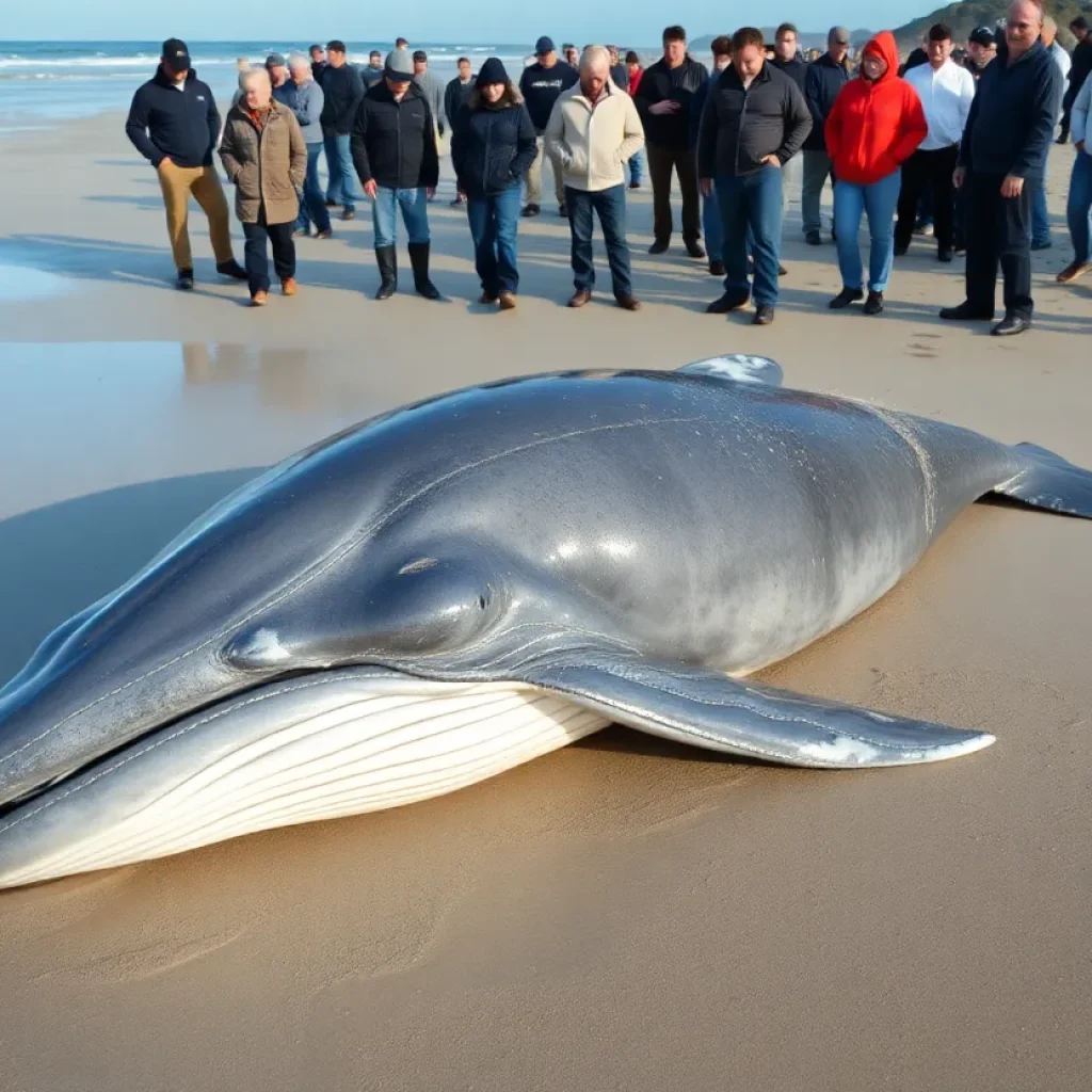 Young humpback whale stranded on Kitty Hawk Beach