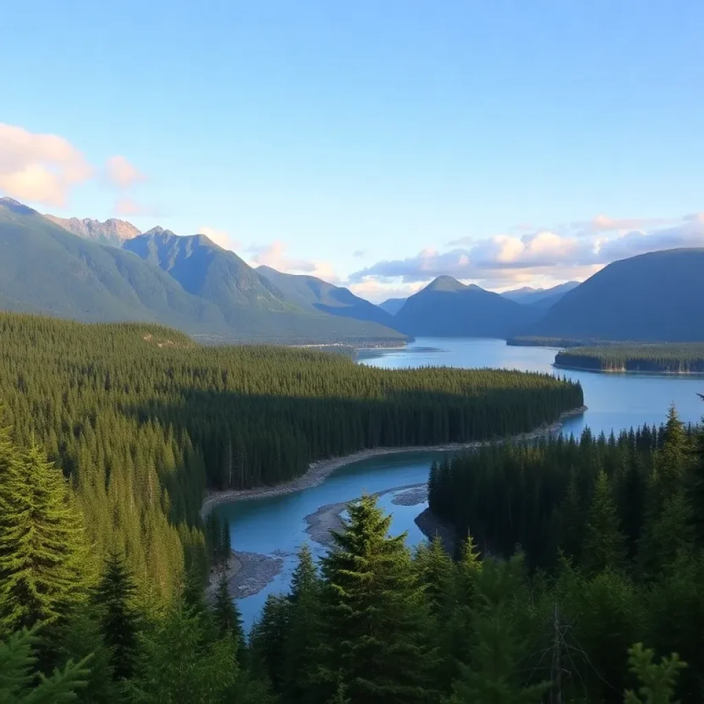 Scenic view of Ketchikan, Alaska, highlighting outdoor activities