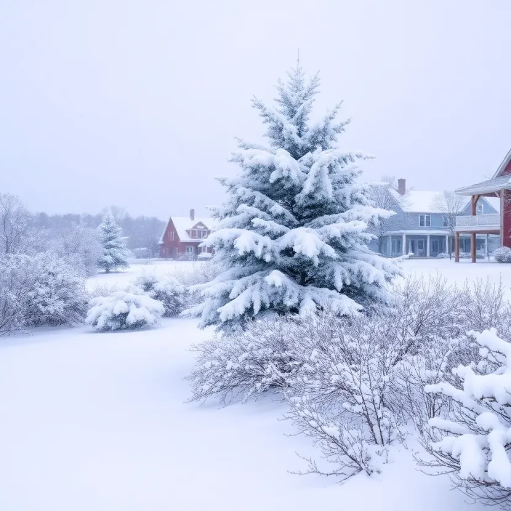 Manteo, Outer Banks winter landscape covered in snow