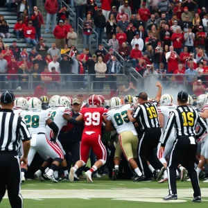 Players fighting during Military Bowl between NC State and East Carolina.