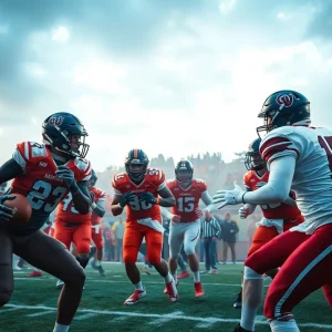 Players from NC State and East Carolina clashing during the Military Bowl.