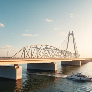 Rendering of the new Alligator River Bridge over the Alligator River in North Carolina.