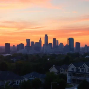 Skyline of a North Carolina city showcasing luxury homes