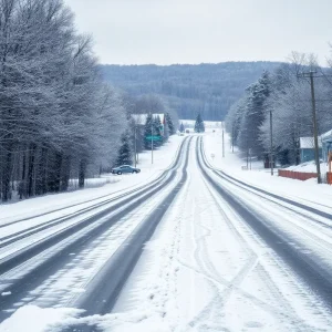 Snow and ice covered roads in North Carolina