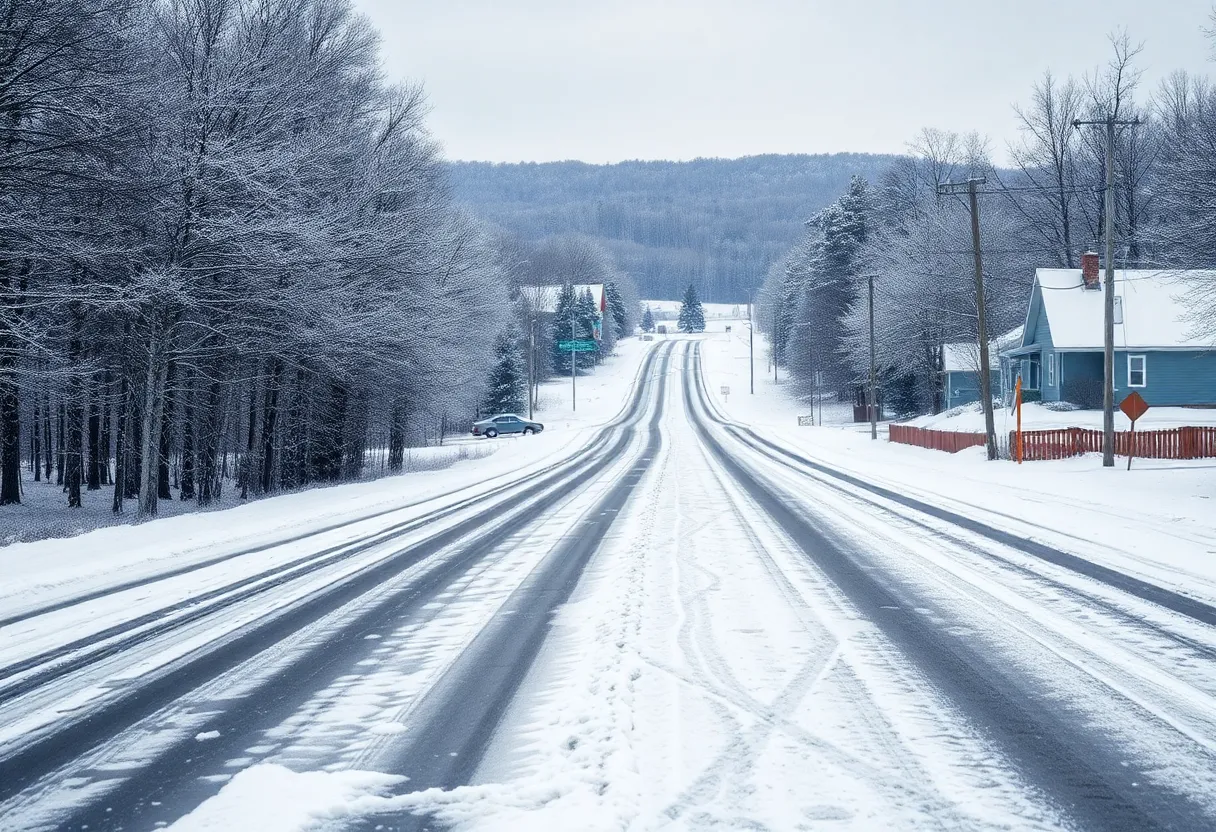 Snow and ice covered roads in North Carolina