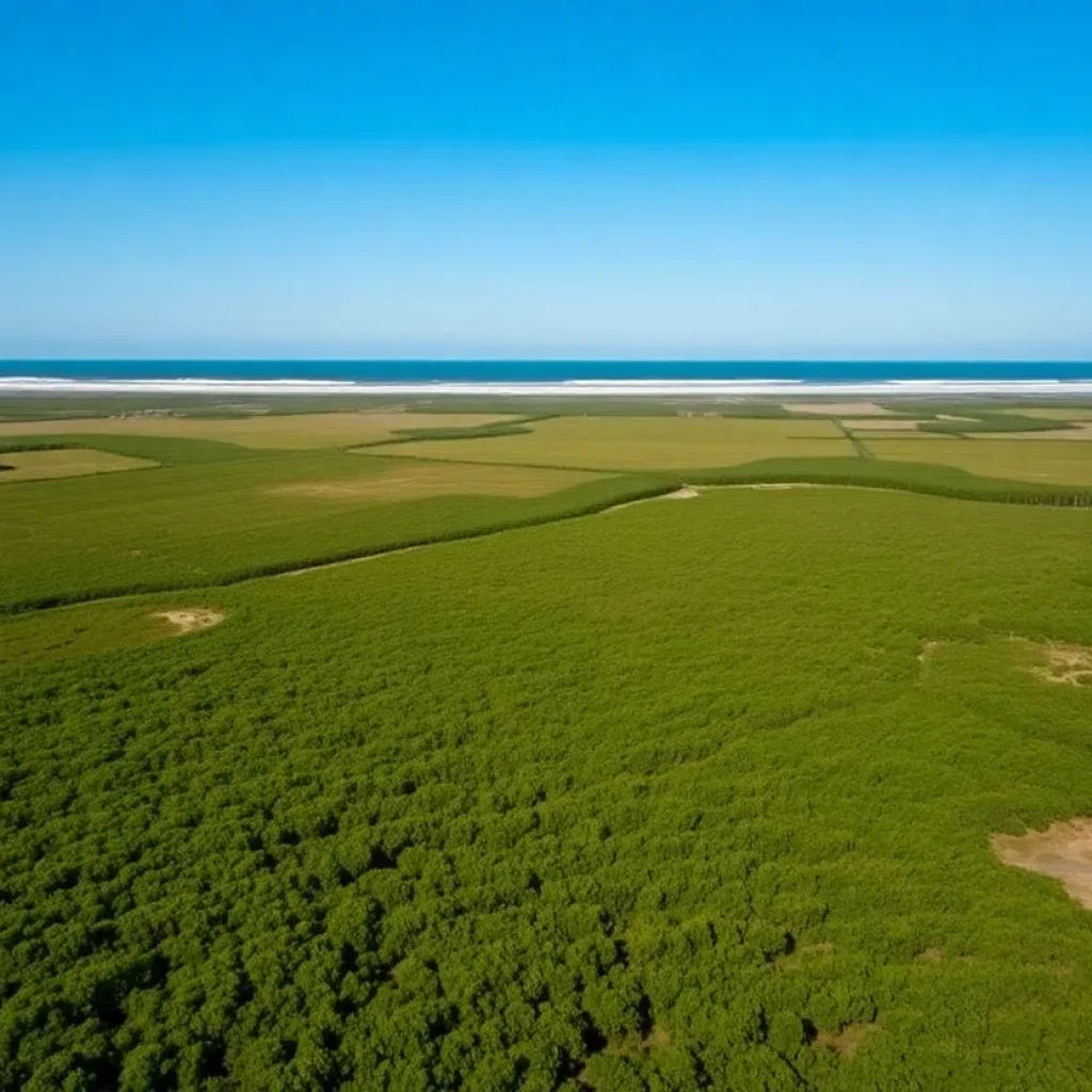 Aerial view of unimproved land in Corolla, North Carolina