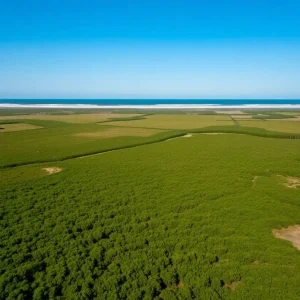 Aerial view of unimproved land in Corolla, North Carolina