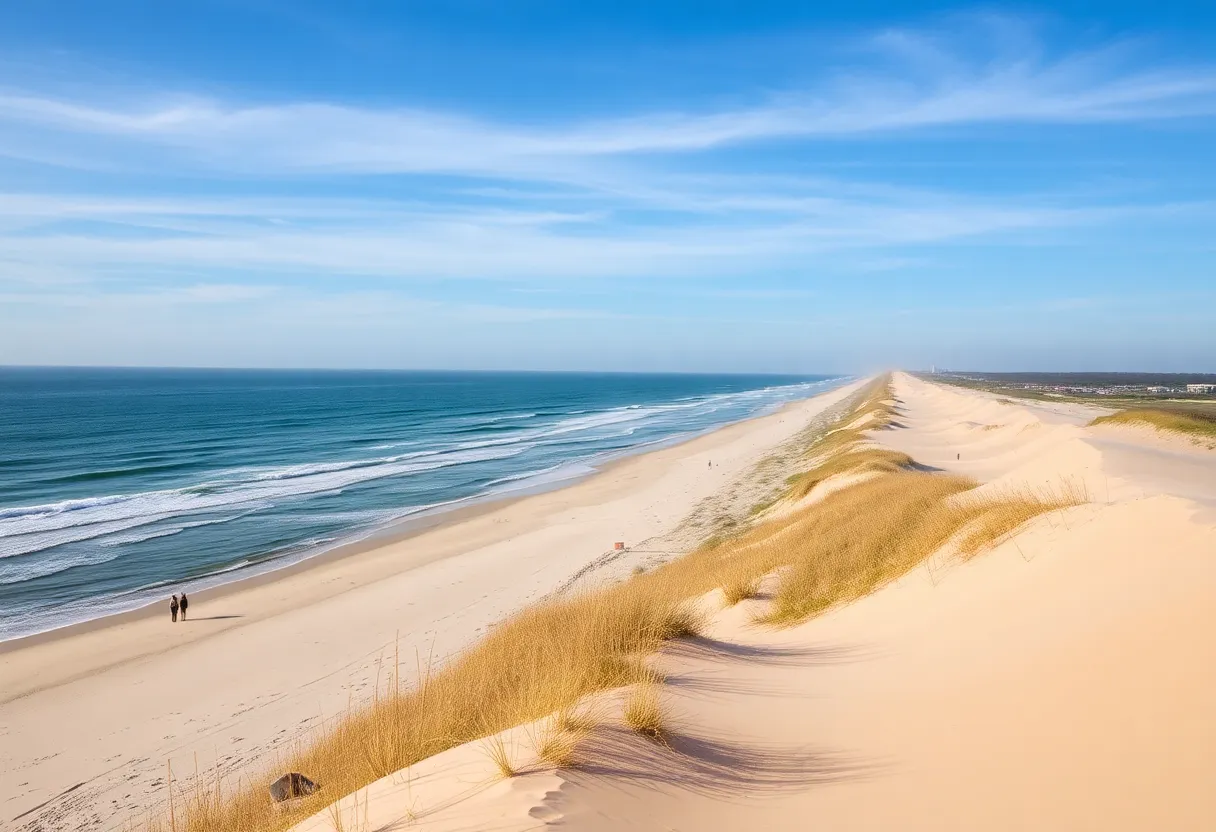 Outer Banks landscape with sand dunes and beach