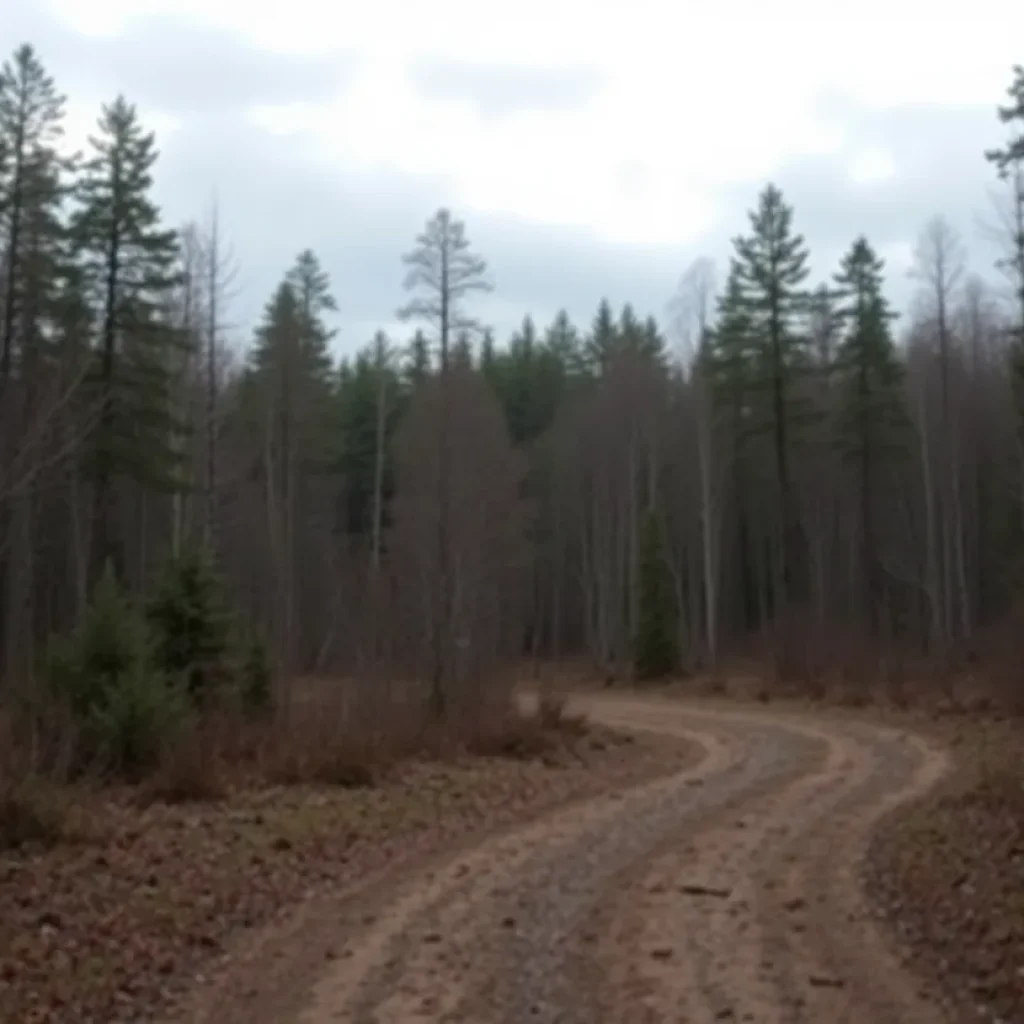 A wooded area near First Flight Airport reflecting a somber atmosphere