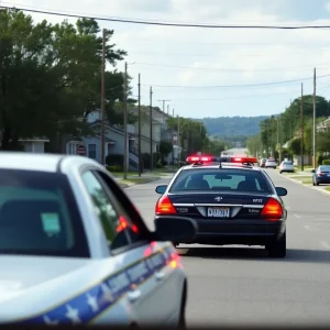 A police vehicle in pursuit on the streets of Elizabeth City.