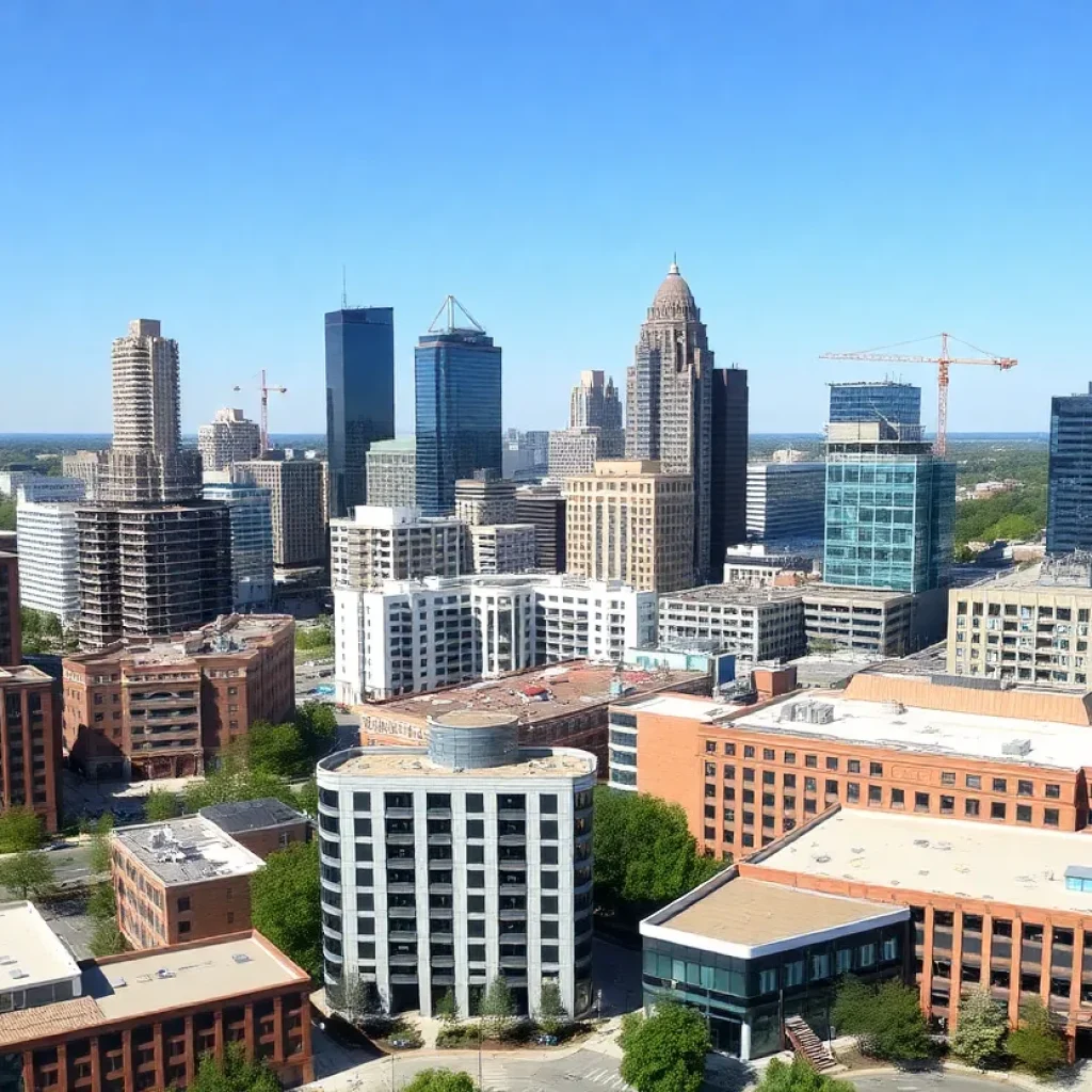 Aerial view of Raleigh's real estate developments