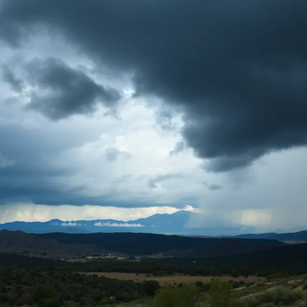 Dark clouds over Southern California landscape