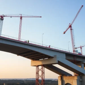 Construction of Warren and I-5 bridge replacement showcasing modern infrastructure