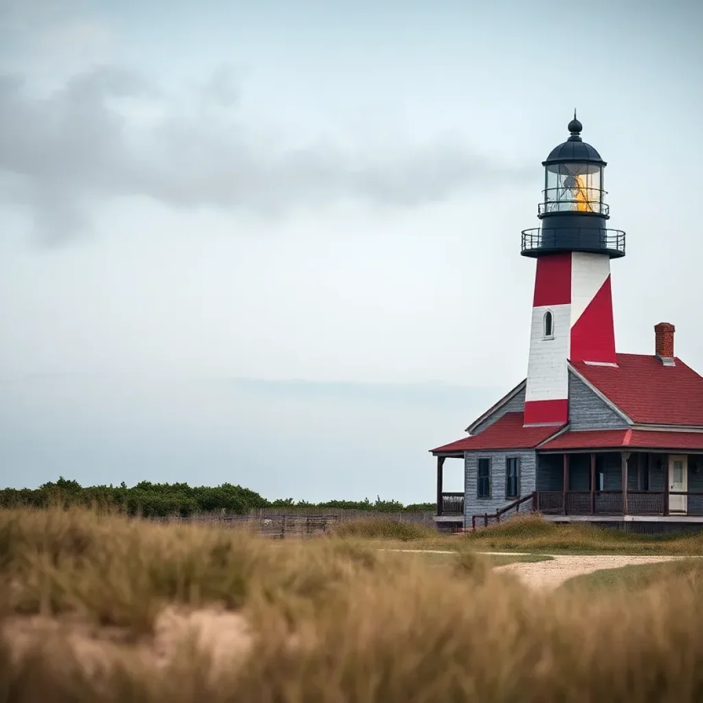 Smoke rising from the Bodie Island Lighthouse area during a fire.