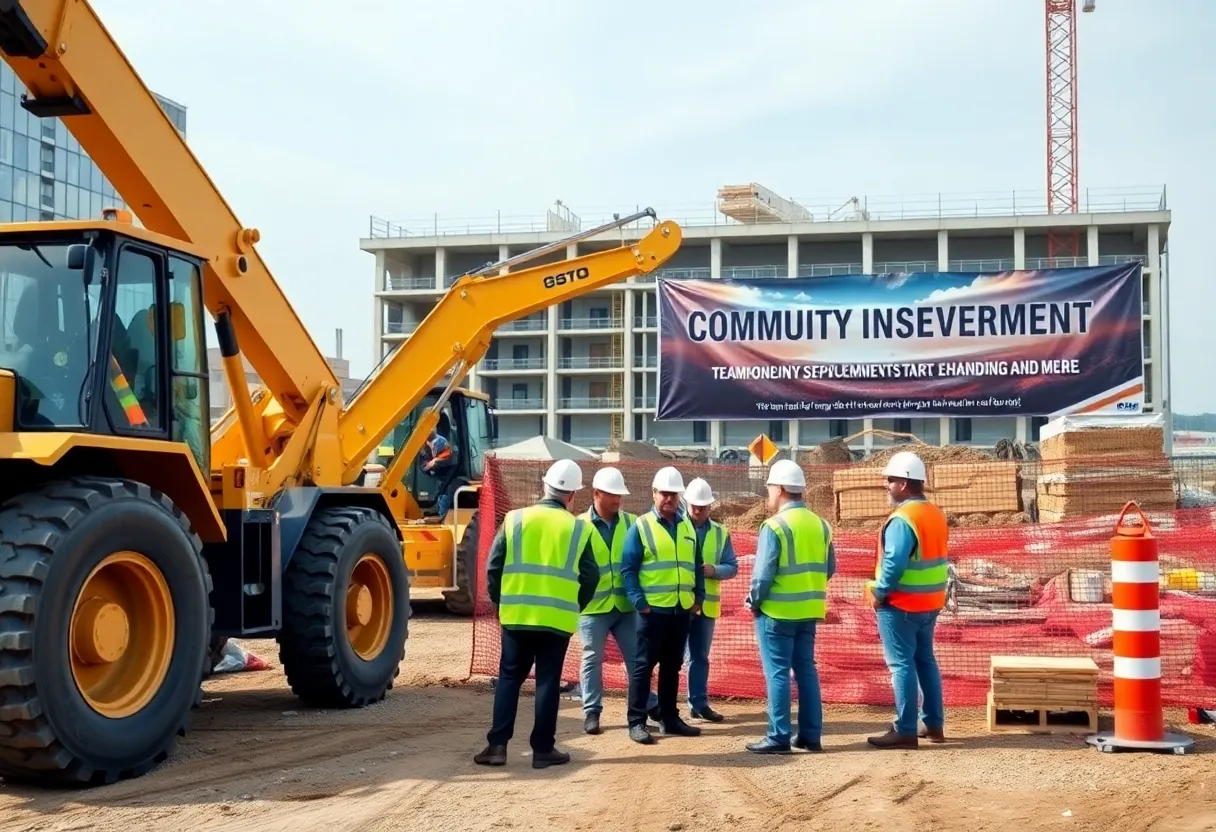 Construction workers at an infrastructure project site in Currituck County