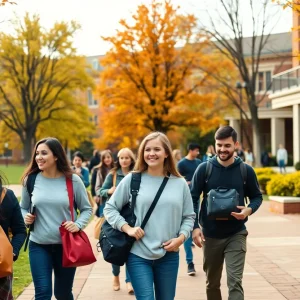 Students on East Carolina University campus