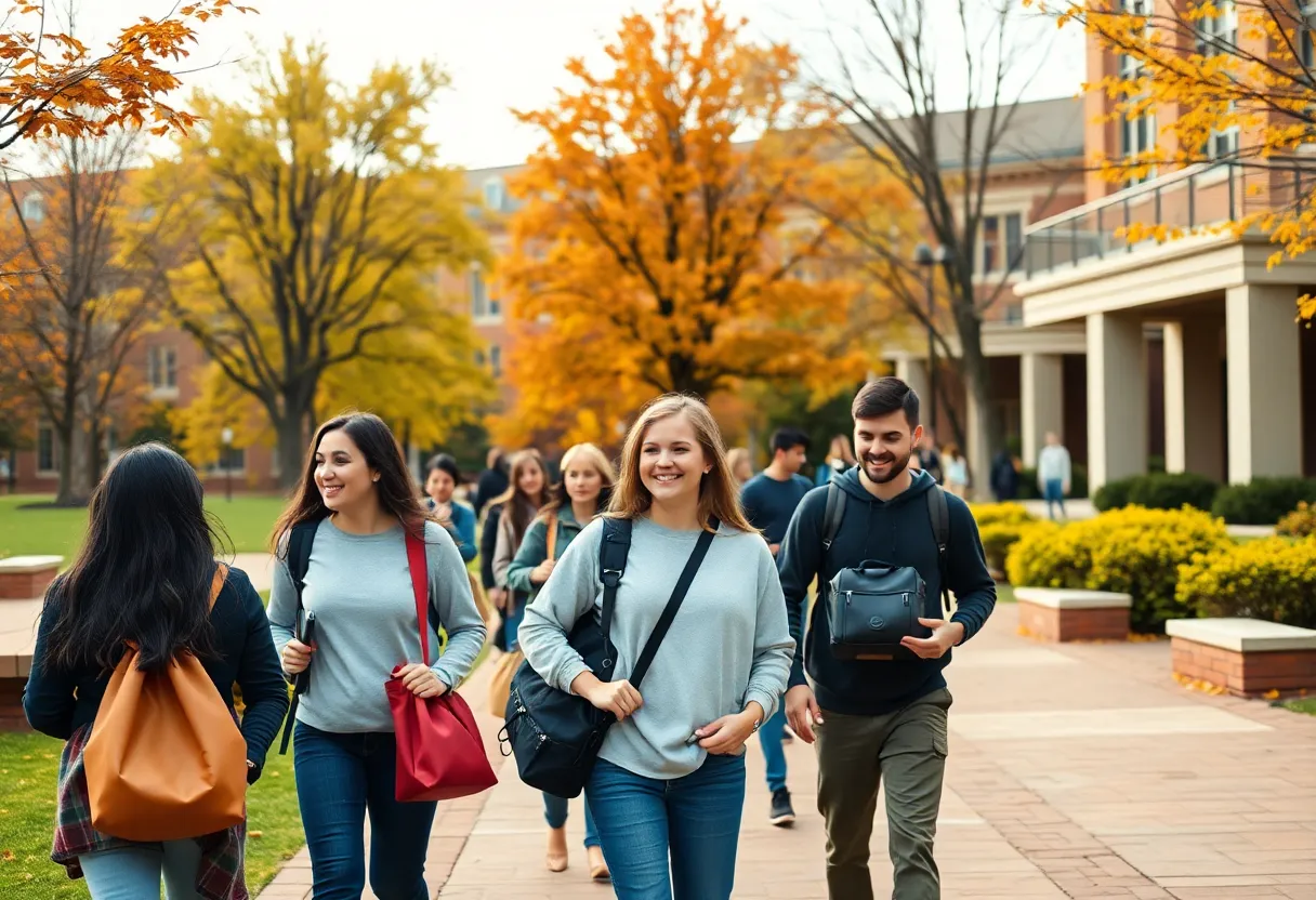 Students on East Carolina University campus