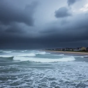 Rough seas at the Outer Banks as Hurricane Ernesto approaches.