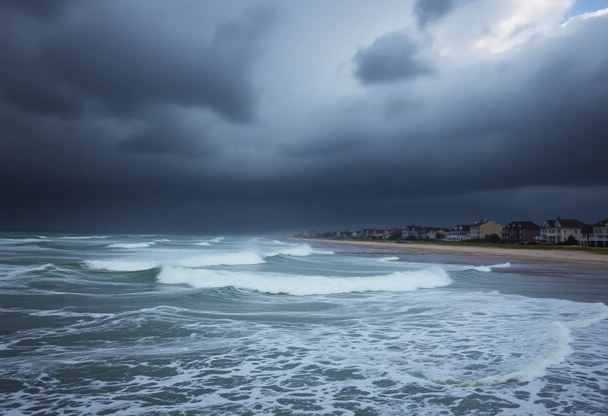 Rough seas at the Outer Banks as Hurricane Ernesto approaches.